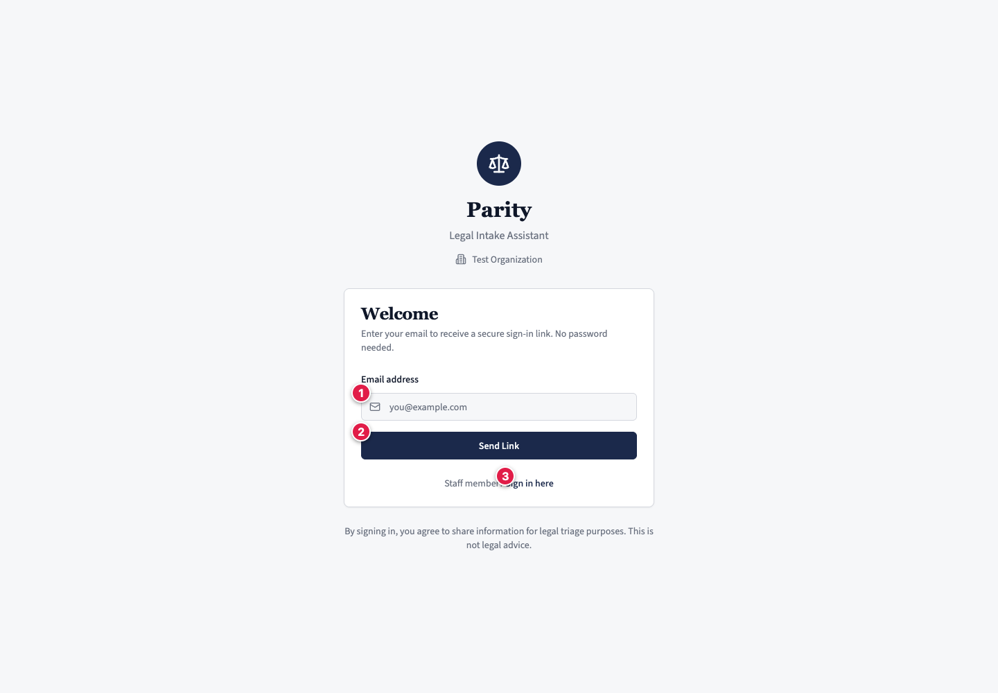 The default sign-in screen